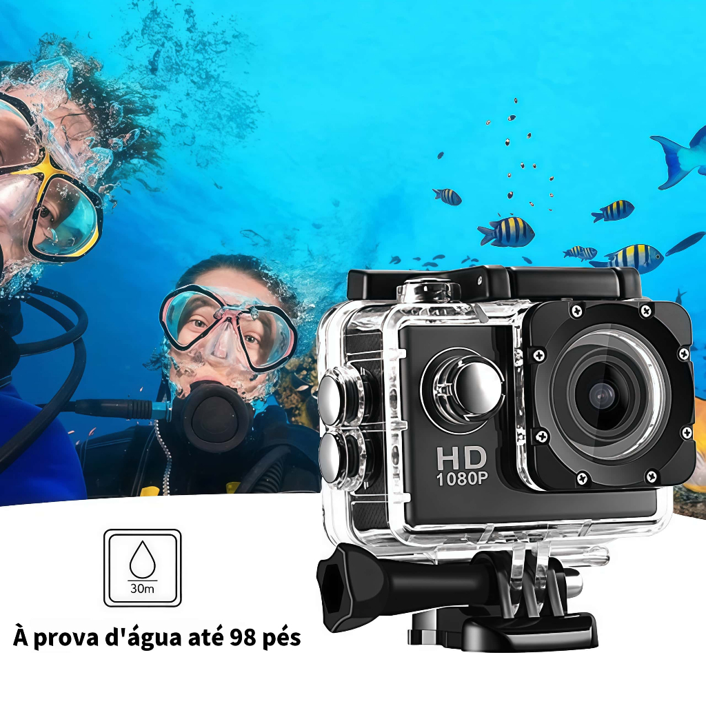 Câmera De Ação 1080P Ultra HD  30 Metros à prova Dágua    Promoções