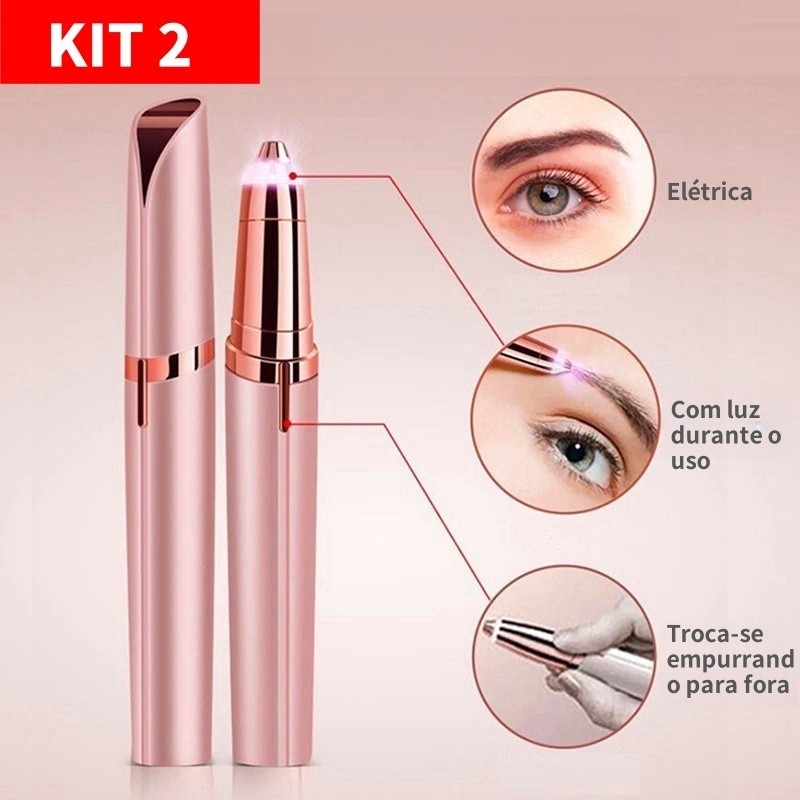 Kit 1/2 Caneta Depiladora Aparadora De Sobrancelhas Elétrico Recarregável e Portátil Para Nariz, Buç