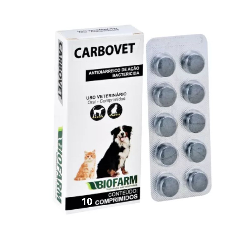 Cartela Carbovet 10 Comprimidos Biofarm