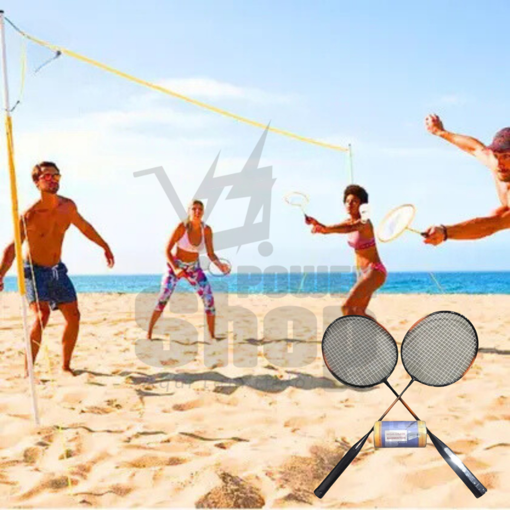 Kit Badminton 2 Raquetes + 2 Petecas + Bolsa Com Zíper