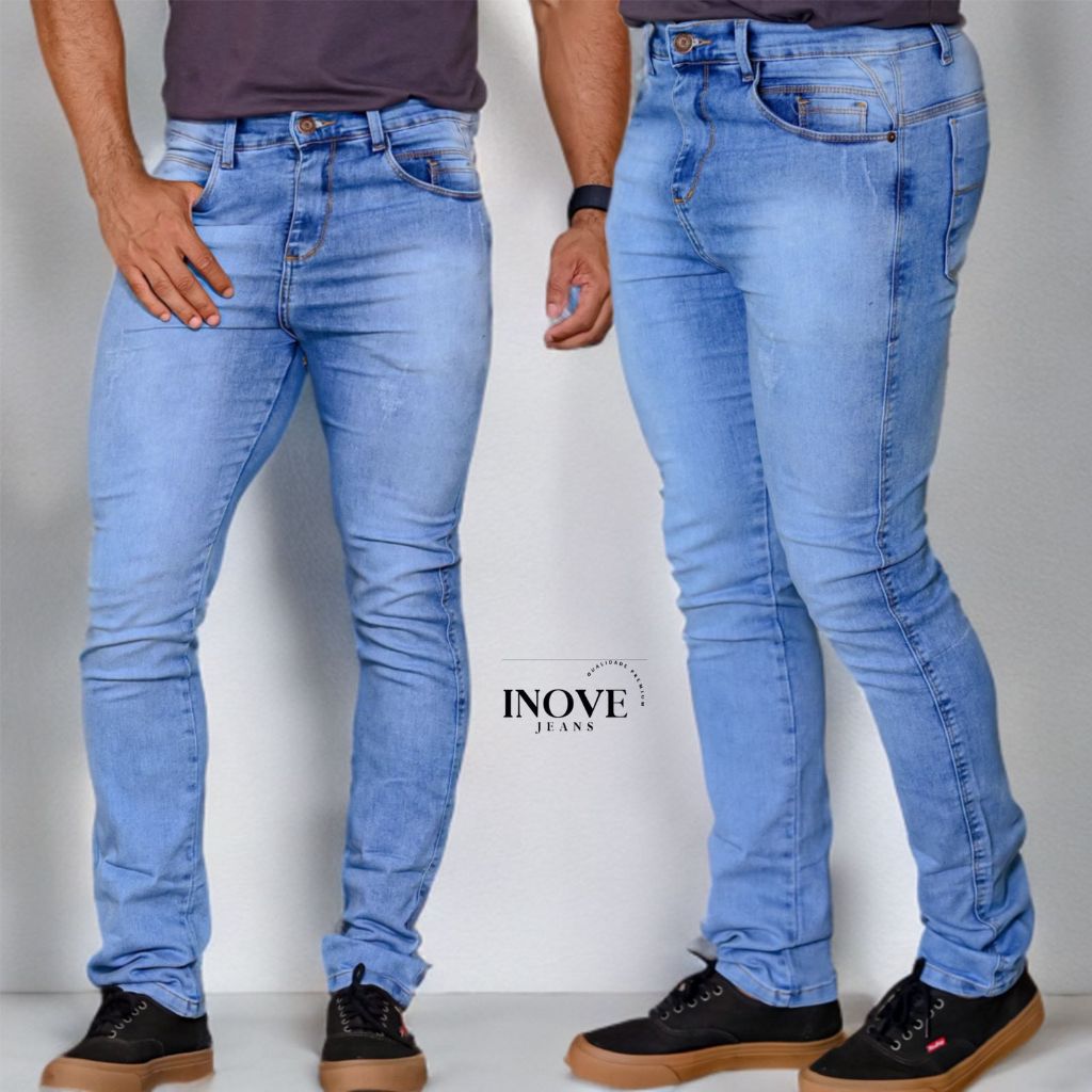 Calça  SARJA ACETINADA  SPORT FINO Masculina Modelagem Slim Super Premium Com Elastano Varias Cores