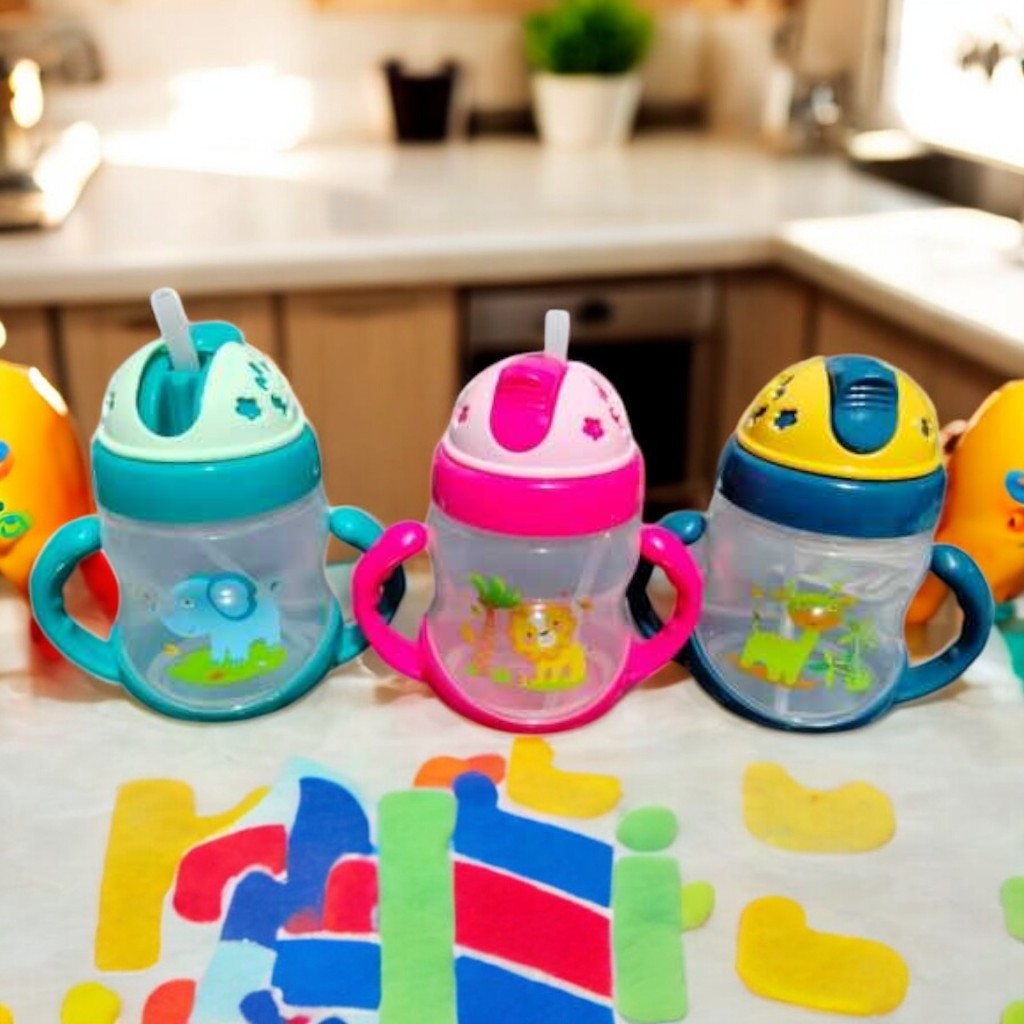 Copo Infantil Com Canudo Retrátil De Silicone 250ml Copo de Aprendizado BPA FREE Anti Vazamento