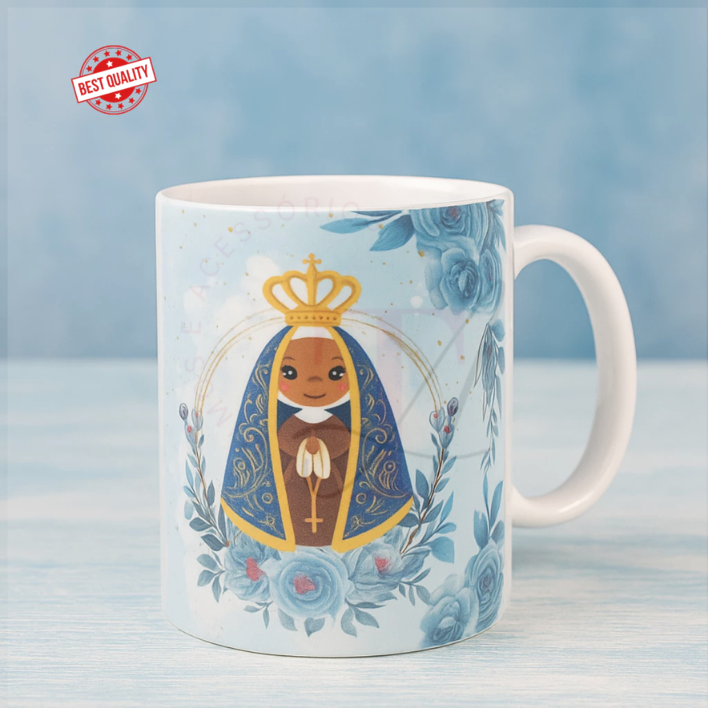 Caneca xícara de cerâmica porcelana Personalizada Com Nome Nossa Senhora Aparecida