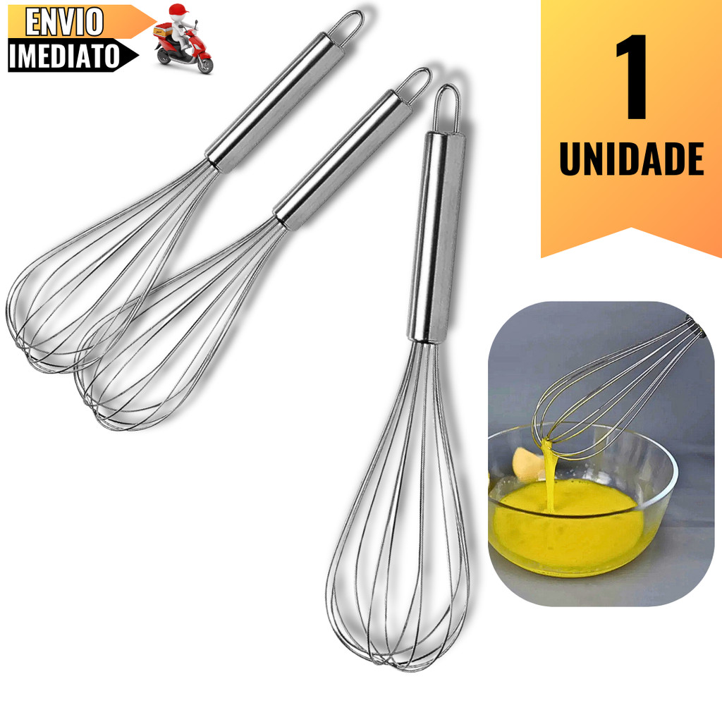 Batedor de Ovos e Massas em Aço Inox 30cm  Praticidade e Eficiência Para Cozinhas Domésticas e Profi
