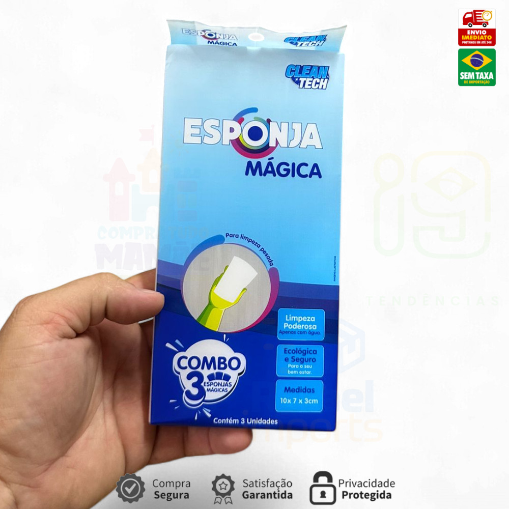 KIT C/ 3 Esponja Mágica Limpeza Pesada clean tech ORIGINAL