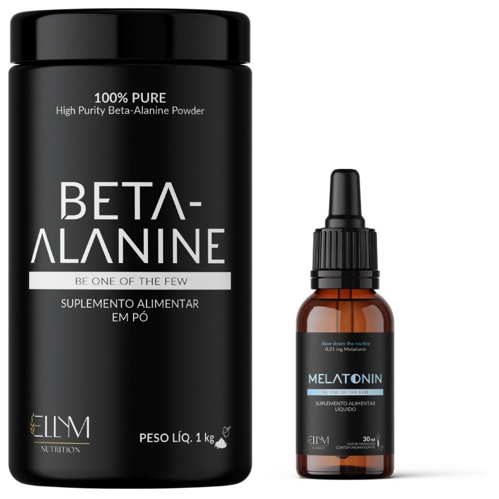 Kit Melatonina 30mL Gotas Sublingual Maracujá + Beta Alanina 1Kg Ellym Nutrition Alta Qualidade