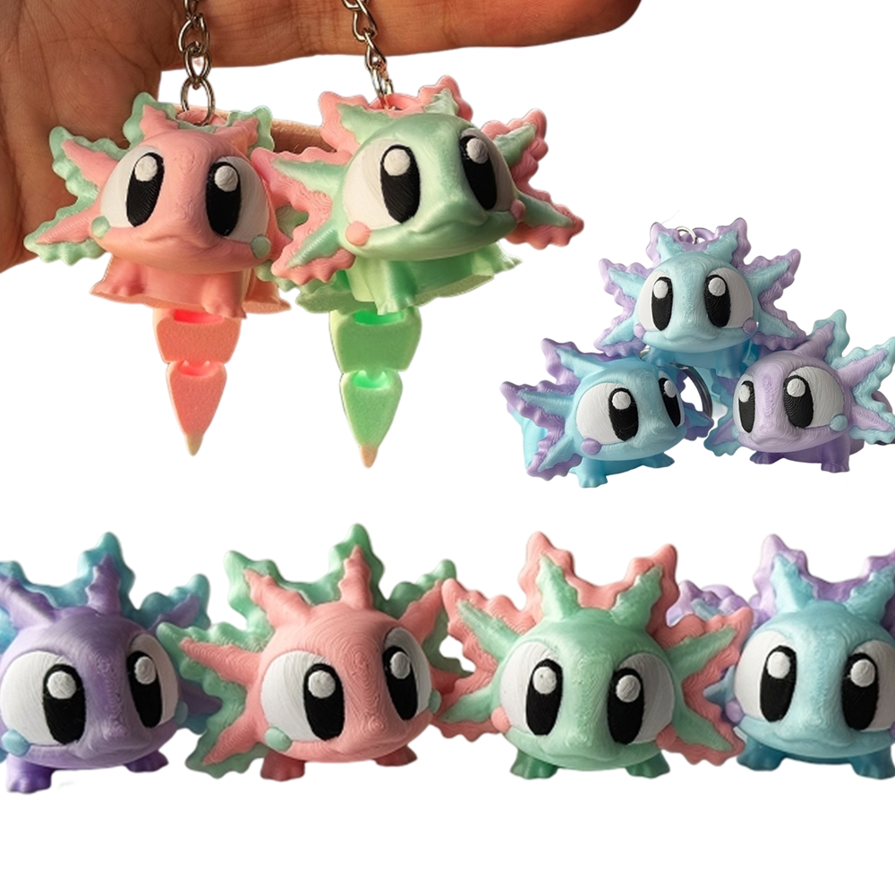 Chaveiro Brinquedo Axolote Axolotl Articulado Fidget Toy Fléxivel Sensorial