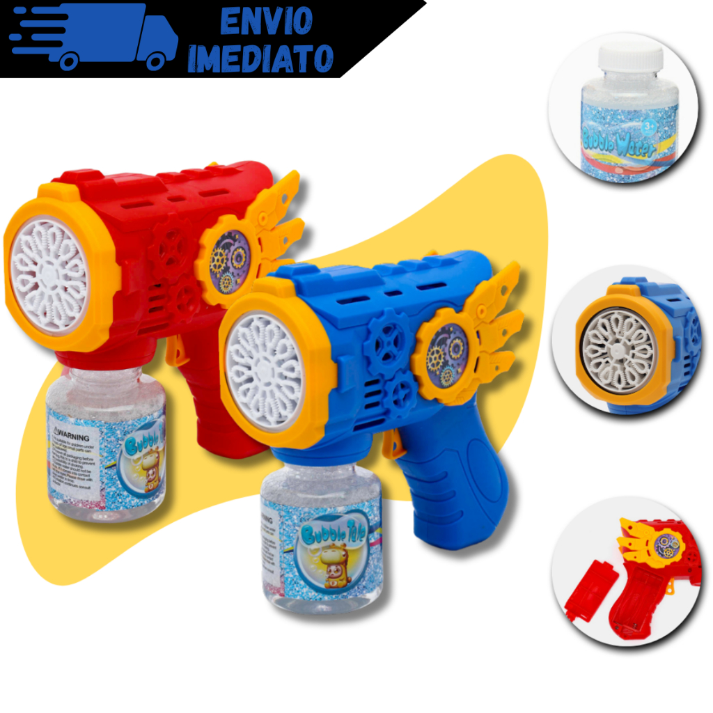 Lança Bolhas De Sabão Automática com Luz Brinquedo crianças arma arminha de bolha sabao