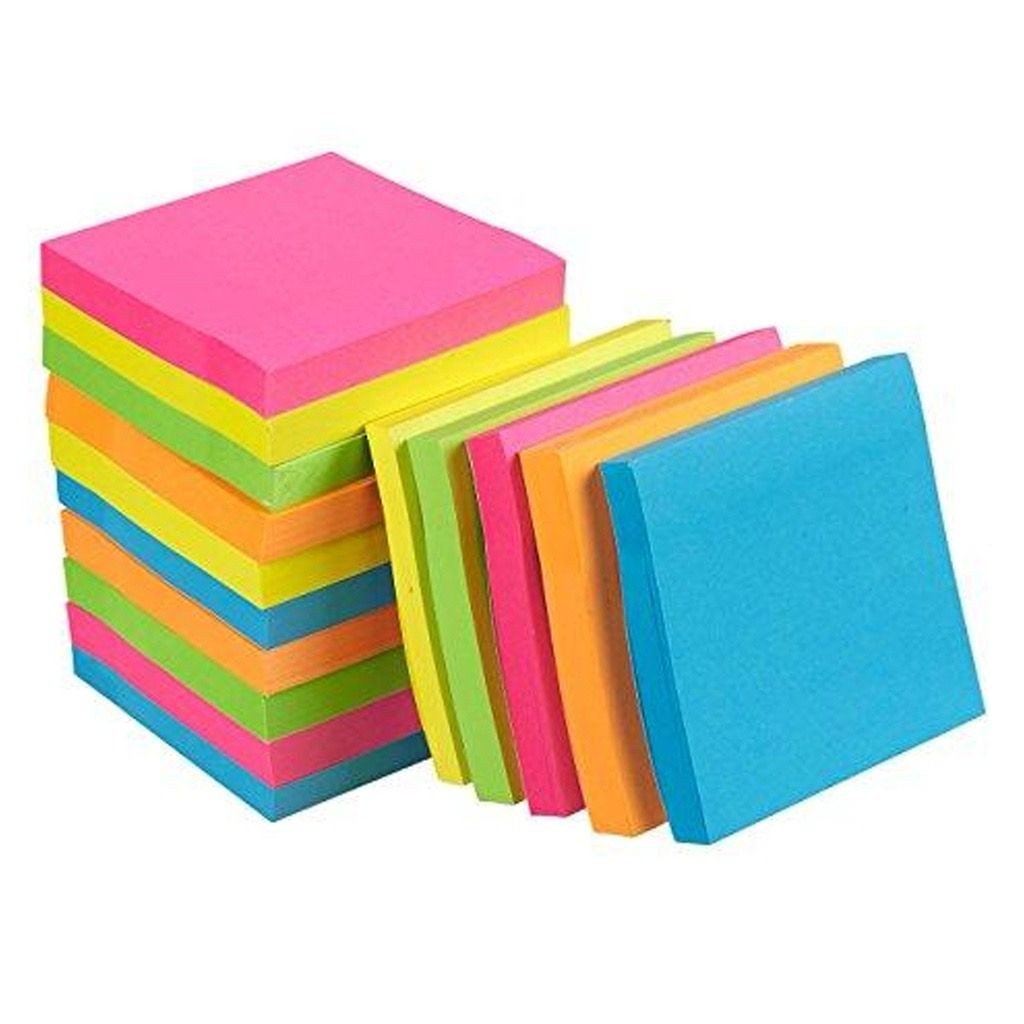 Kit Bloco Adesivo Colorido 76x76mm 5 Cores Neon Para Anotações  Papel Autoadesivo Removível