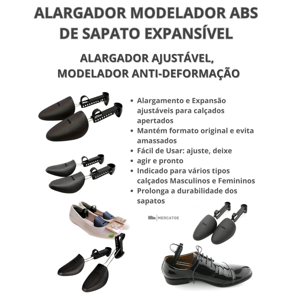 Alargador Modelador ABS MERCATOE Ajustável, Anti-deformação, ABS Premium | Tamanho Pequeno e Grande