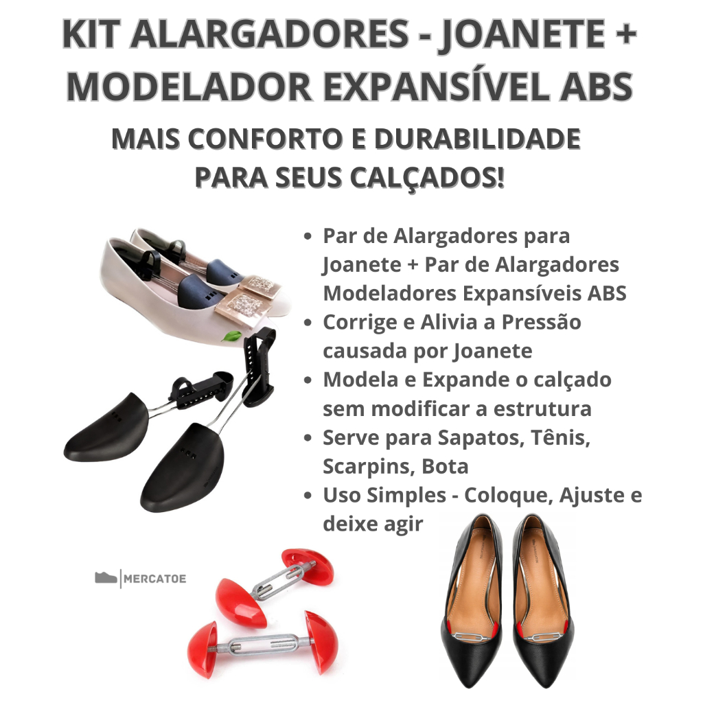 Kit Alargador de JOANETE RED Esticador Laceador (PAR) + Alargador ABS Modelador Extensor (PAR)
