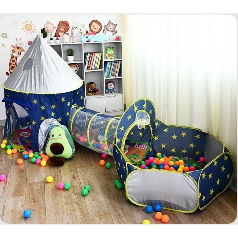 Tenda Toca Túnel Barraca 3×1 Playground Príncipe Com Cesta