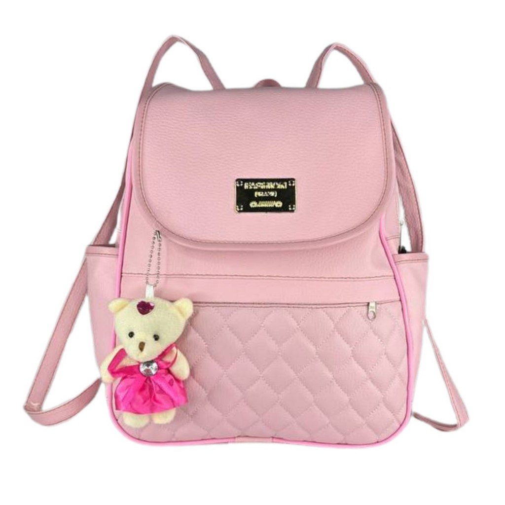 Mochila Mochilinha Bolsa Feminina de Costas Courino Fashion Alças Reguláveis + Lindo Chaveiro