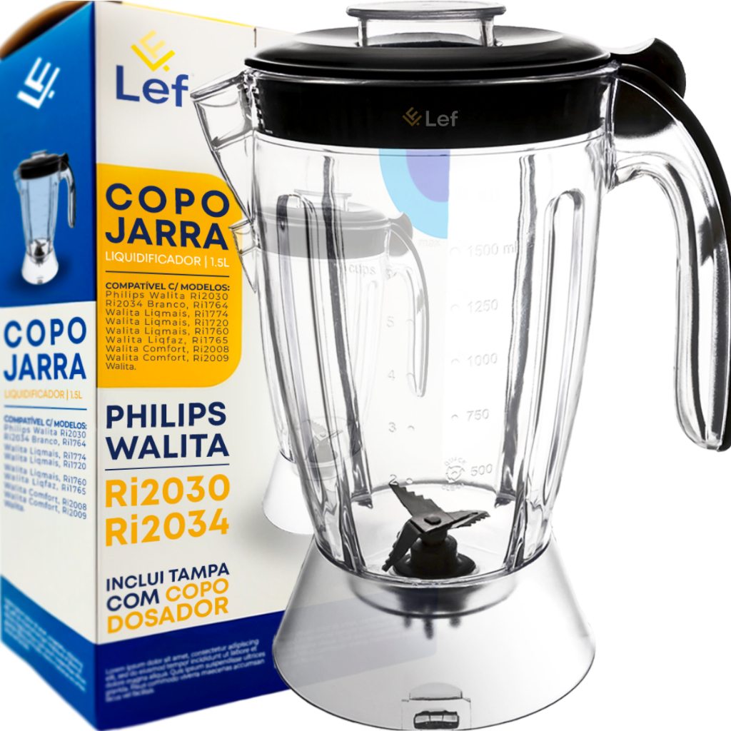 Copo Jarra Para Liquidificador Philips Walita Ri2030 Ri2034 preto