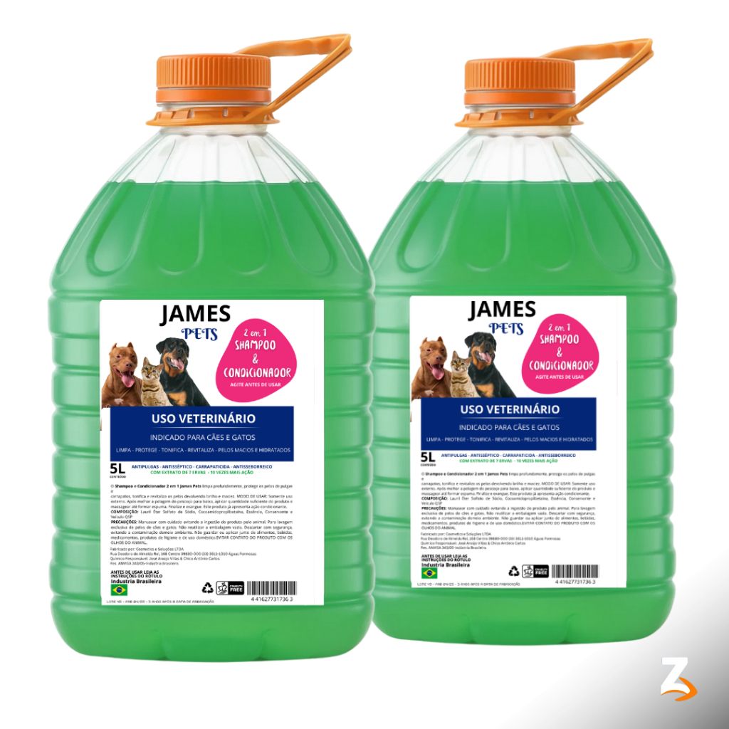 Shampoo Com Condicionador Para Cachorro E Gato Pet Shop – 5L -Linha Pet- shampoo Pet shop- 1 Unidade