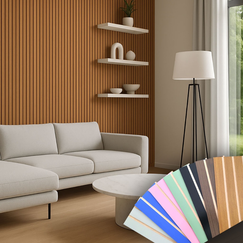 Kit Placa MDF Painel Ripado Decoração Sala Quarto Cozinha Escritório 45x11cm