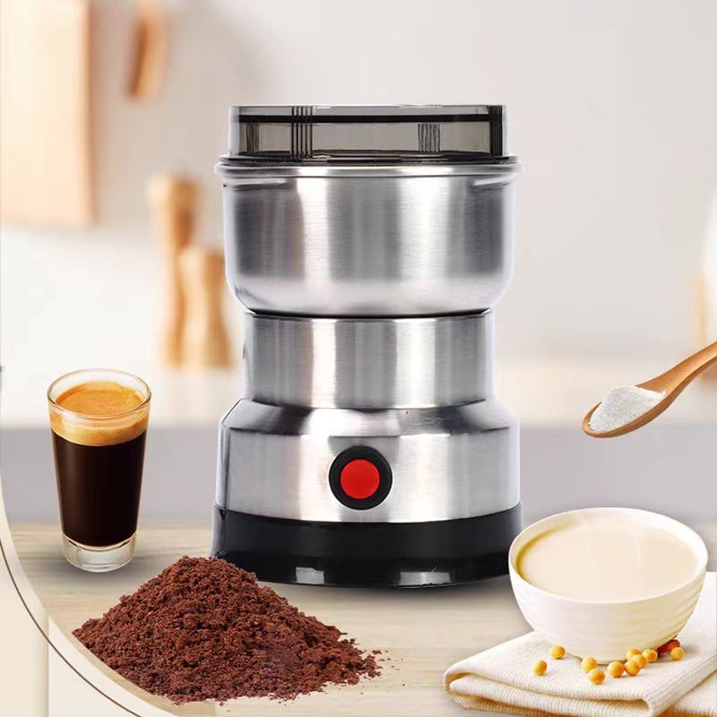 Moedor Multifuncional de Café Grão Sementes e Especiarias Elétrico Inox Portátil 110V/220v com 4 Lâm