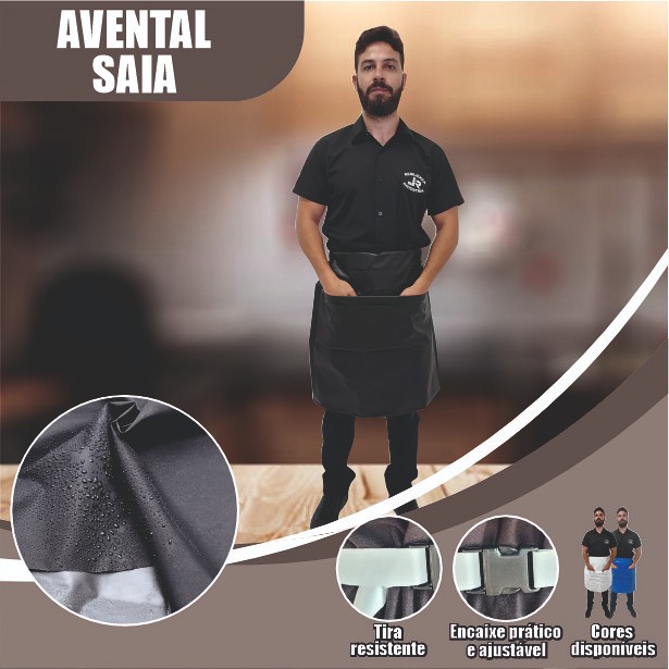 Avental Saia Pvc Impermeável bolso churrasqueiro 