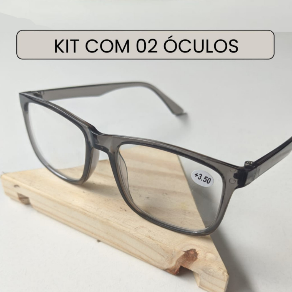Kit com 2 Óculos para Leitura / Trabalho / Descanso Unissex – Cor Cinza
