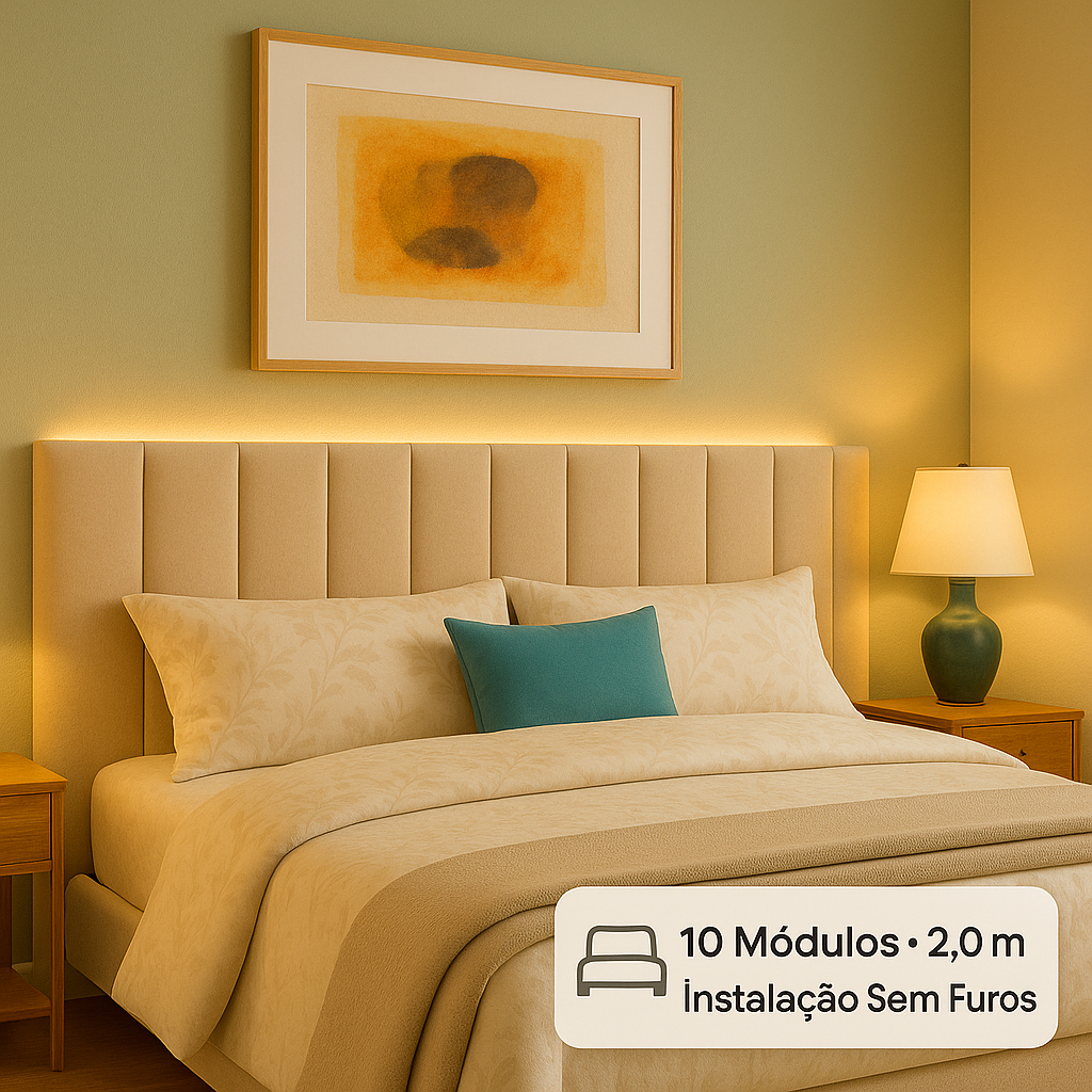 Cabeceira de Cama Casal e King 45×20 em Suede  Modular Estofada  Design Moderno e Elegante