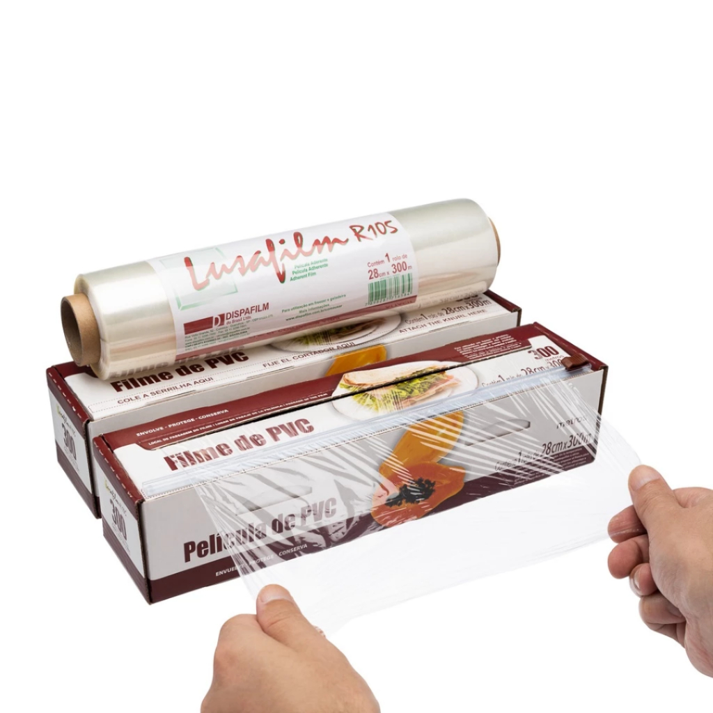 Bobina Rolo Filme Pvc Lusafil 28 Cm X 300 metros com Cortador