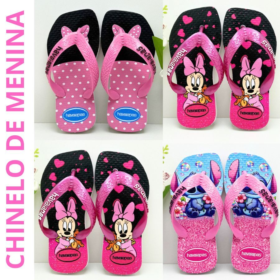 Chinelo Infantil de Menina do 25 26 27 28 29 30 31 32 Personagens Fofos Stitch Gatinha Super Leve Co