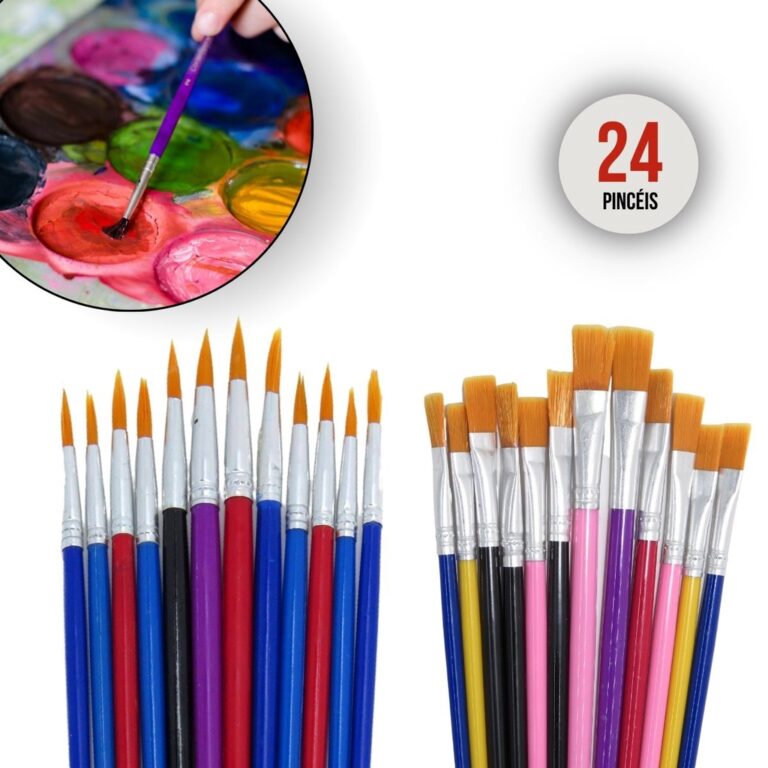 Kit 24 Pincéis Para Pintura Artesanato Artes Pint