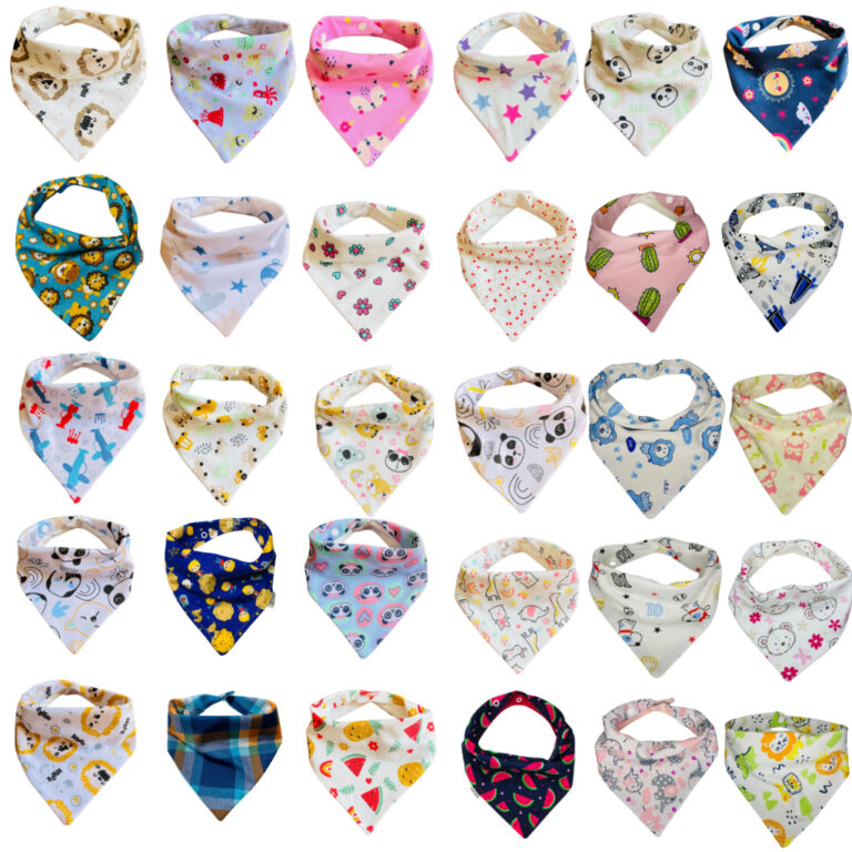 Kit C/10 Babador Bandana Bebê Dupla Face C/2 Bot