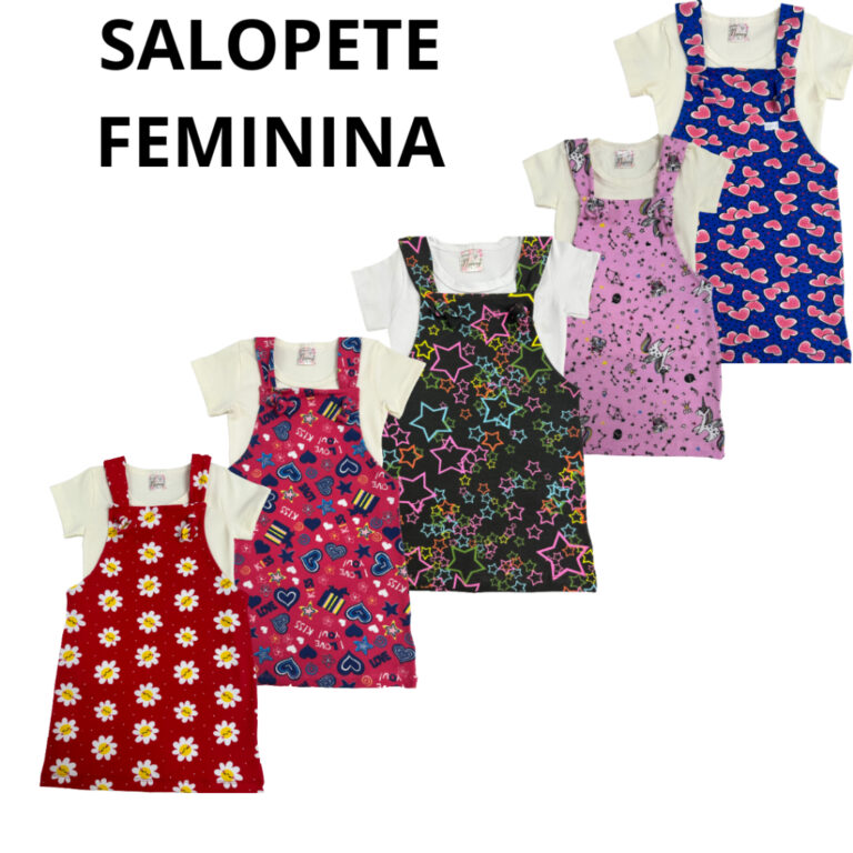 KIT-SALOPETE+BLUSA MENINA EM COTTON ESTAMPADA