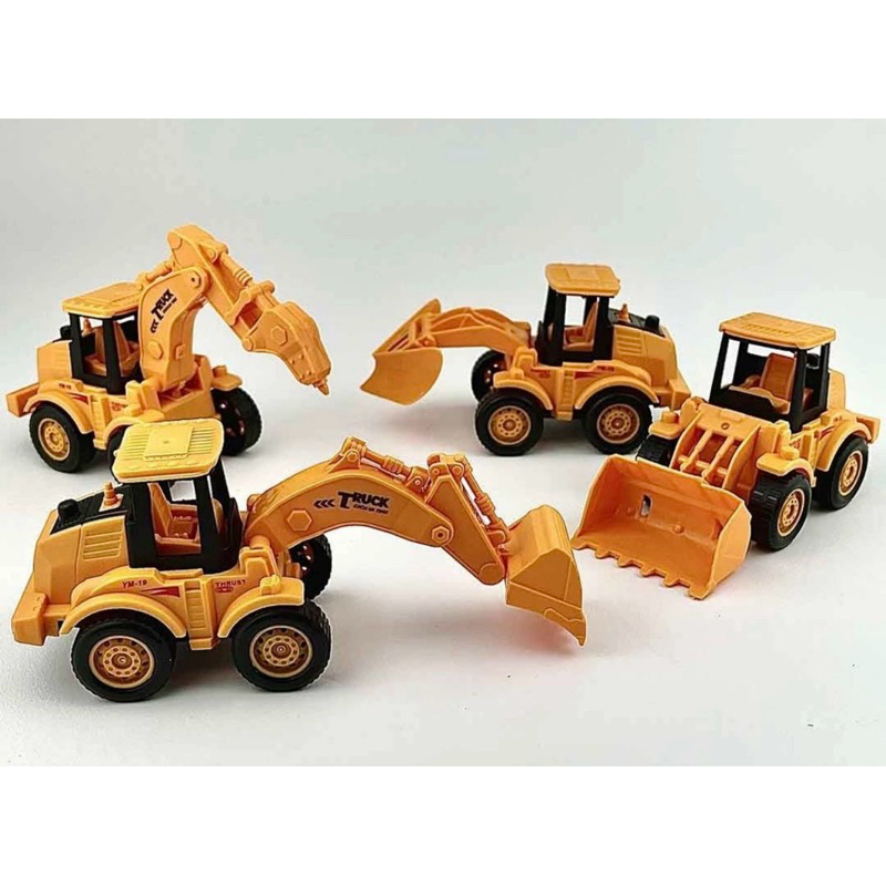 kit 4 Peças  trator, brinquedo, fricção, terra planagem, construção, trator de brinquedo, Traga