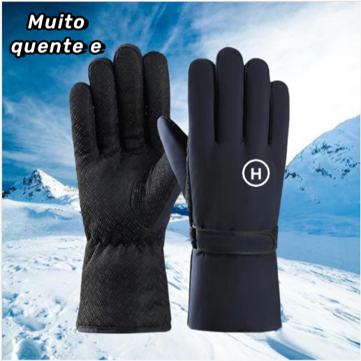 Luva motoqueiro inverno impermeável Preta Com Ban