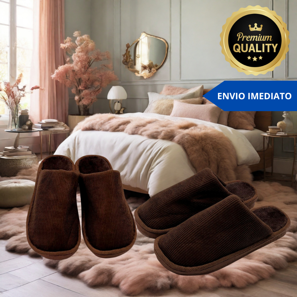 Pantufa Masculina Lisa Marrom 40/41 42/43 44/45 Macia Forrada Masculino Resistente Confortável Antid