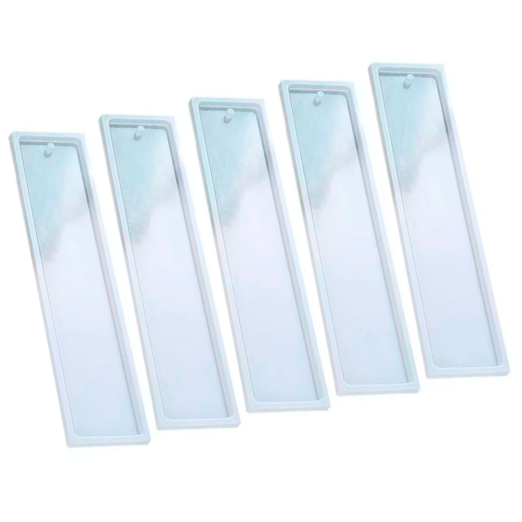 Kit 5 Forma Molde Marca-Páginas Com Furo Médio Tamanho M 14cm Marcador Livro Liso Paleta Artesanato