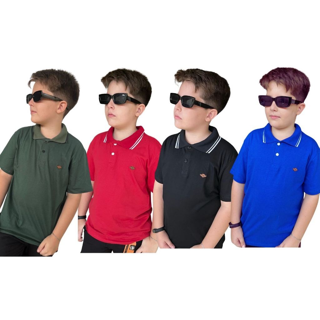 Camisetas Gola Polo Infantil Menino Juvenil Masculino Camisa Manga Curta Tamanho 2 ao 14 anos