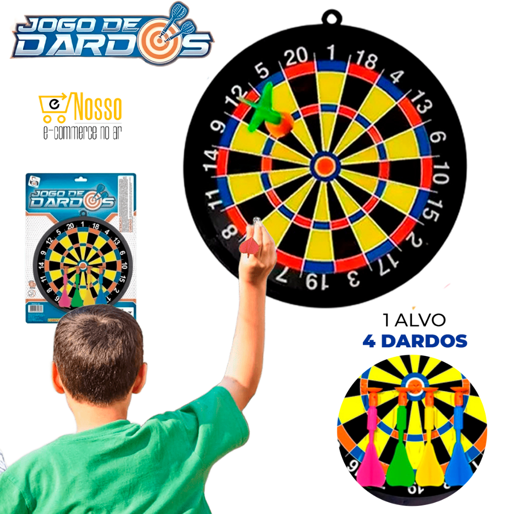 Jogo de Dardos Infantil com Alvo e 4 Setas Brinquedo Educativo  Seguro e Divertido +3anos