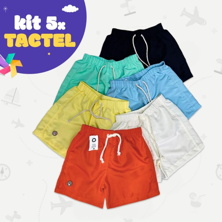 Kit 5 Bermudas Tactel Juvenil Infantil Short Praia