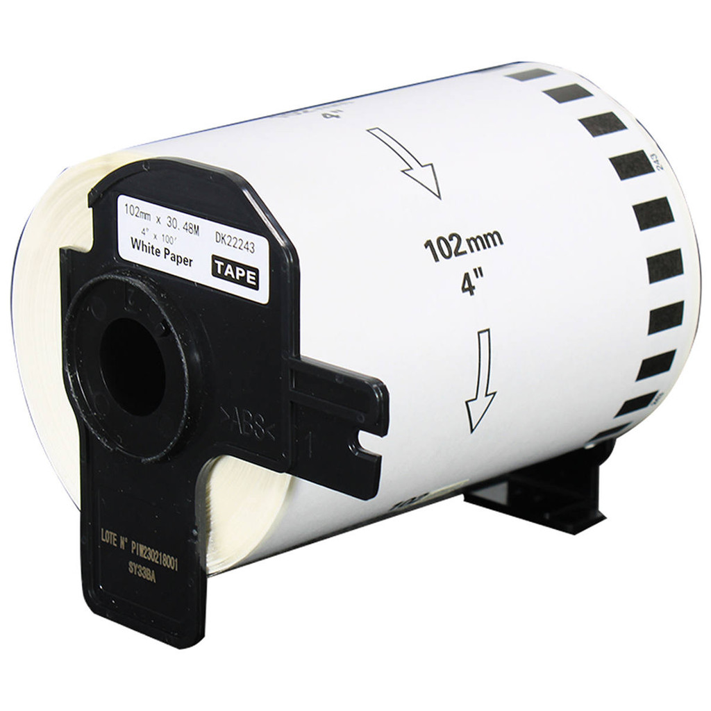 Etiqueta Térmica Compatível para DK22243 DK-22243 Contínua 102mm x 30,48m X-Full Preto sobre Branco