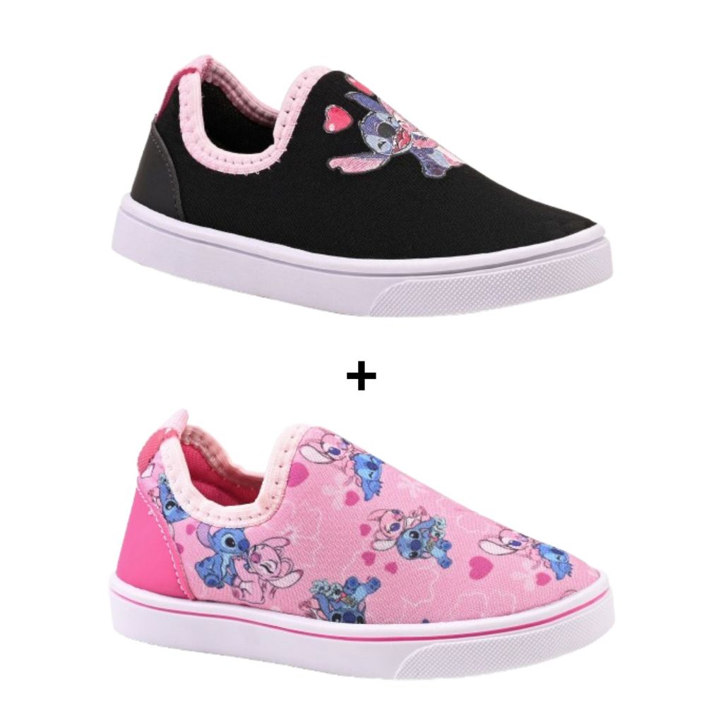 Kit Tênis Infantil Calce Fácil Menina Stitch Personagens