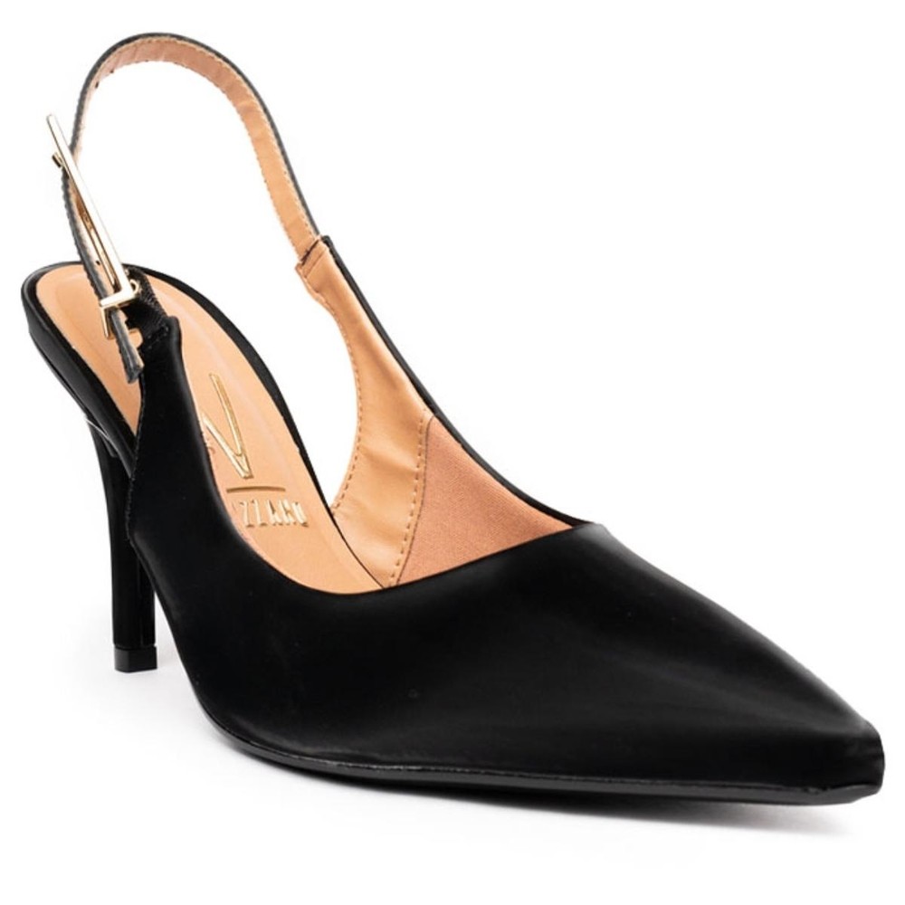 Scarpin Vizzano Salto Alto Bico Fino Pelica
