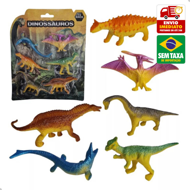 Kit Dinossauros Brinquedo Boneco 6 unidades Miniat