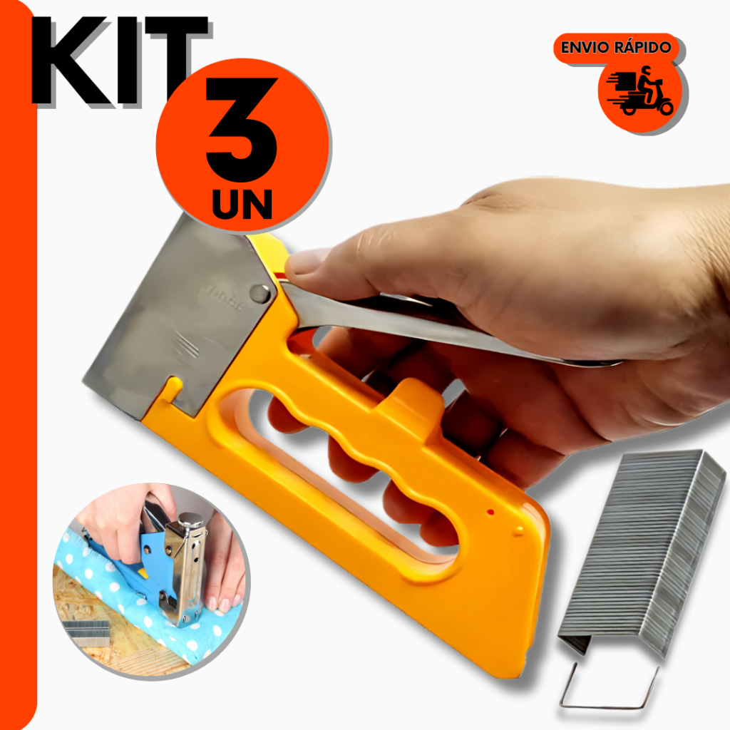 Kit Grampeador de Tapeceiro Manual Alta Pressão P/ Profissional Tapeceiro e Faça Você Mesmo Em Casa