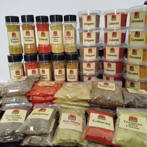Kit com 20 Temperos e Condimentos Naturais em Sach