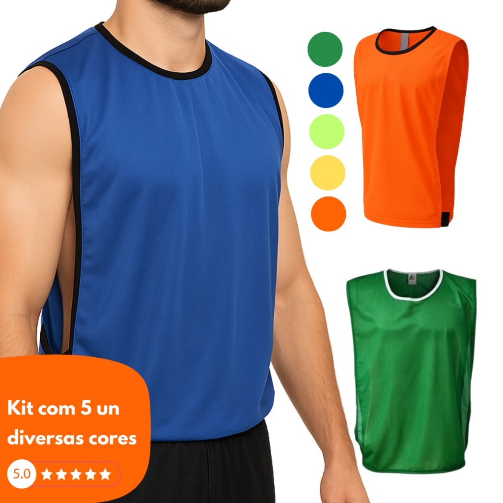 Kit 5 Colete Futebol Dry Futsal Escolinha Com Viés