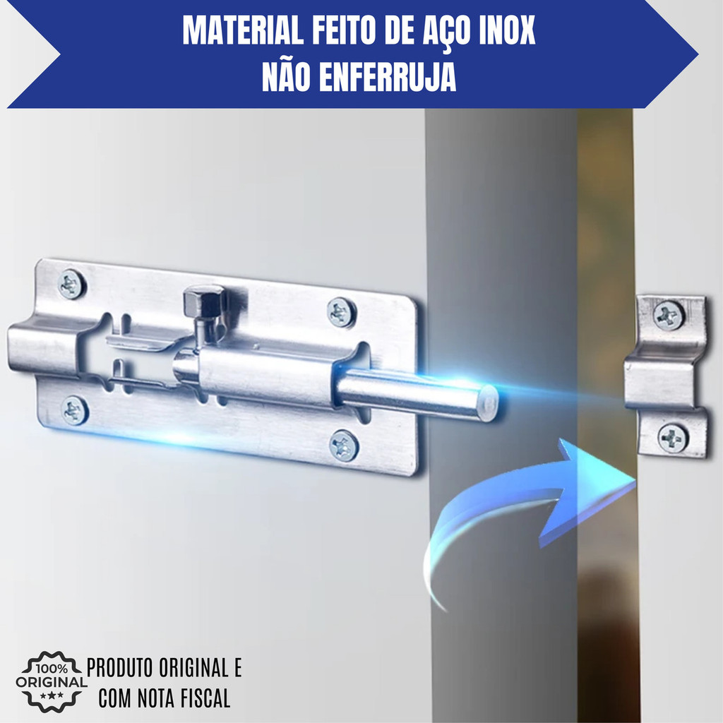 Trinco Ferrolho Fecho Fechadura Dobradiça Para Porta Janela Esquadria + Parafusos