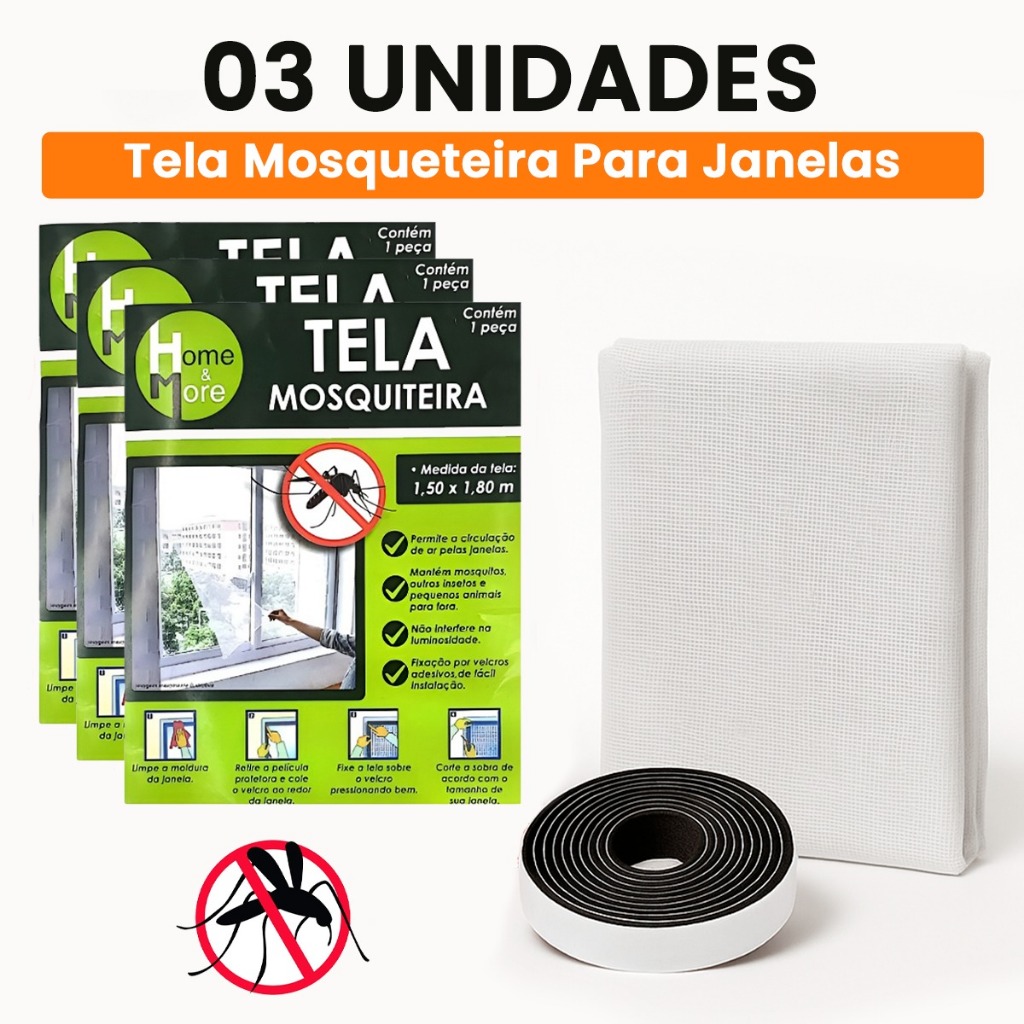 Telas Mosquiteiro 150x180cm com Velcro Adesivo Anti Inseto para Janelas