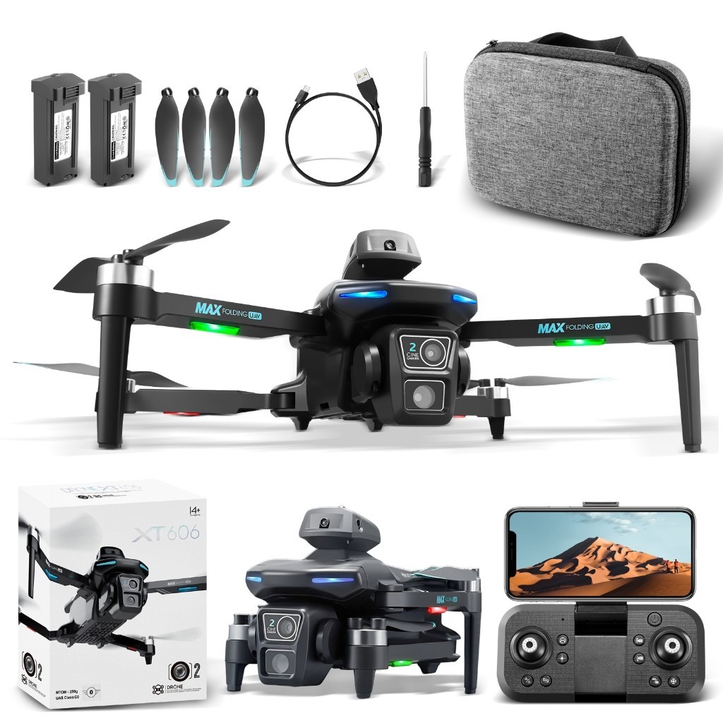 XT606/GN-506 Drone 8K Dual Camera Brushless Motor RC Quadcopter Profissional Helicóptero Dobrável C