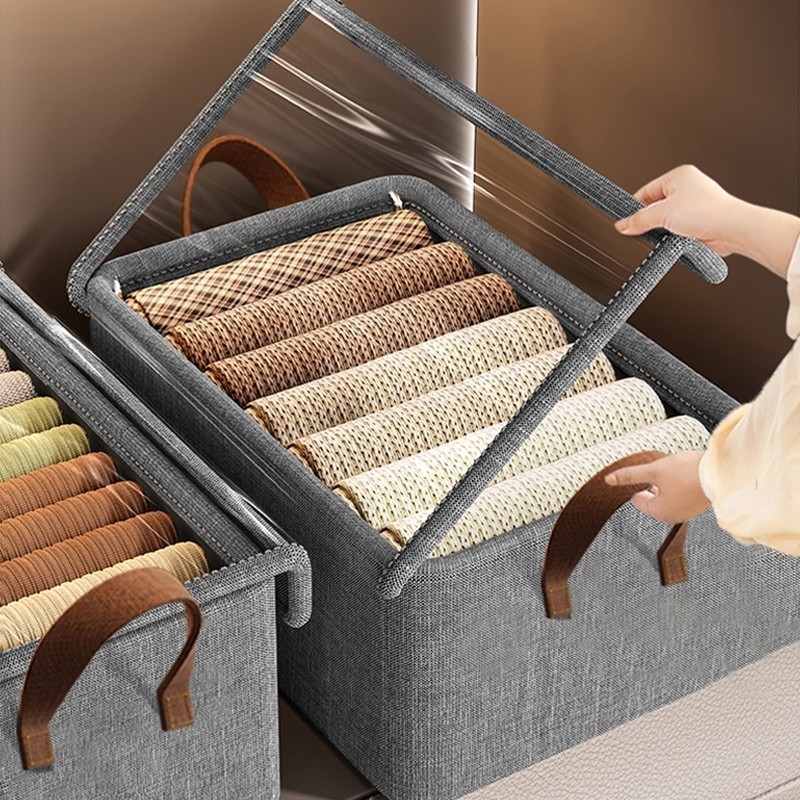 Caixas Organizadoras com Tampa Transparente  Oxford Reforçado 47×28×20cm