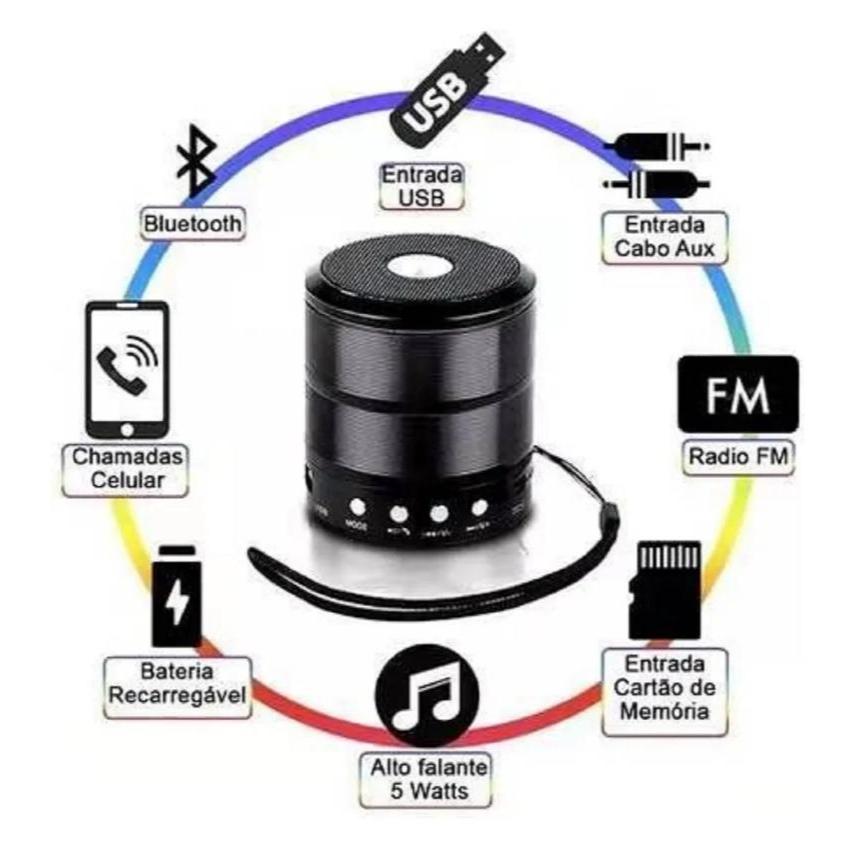 Caixa De Som Bluetooth Mini Speaker Ws-887