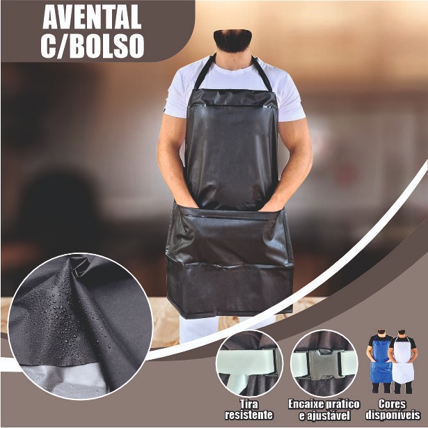 Avental Impermeável bolso churrasqueiro garçom c