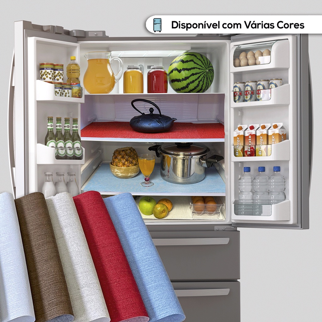 4 Tapete de Prateleira de Geladeira Sisal Vermelho – Antiderrapante, Impermeável e Fácil de Limpar –